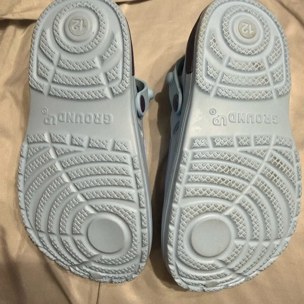 Kids Light Blue Cartoon Slip-On Sandals with Heel Strap - Size 12Y NWOT